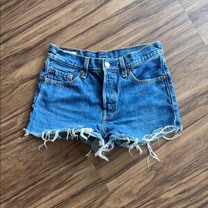 Levi's 501 Blue Jean Shorts with Distressed Hem